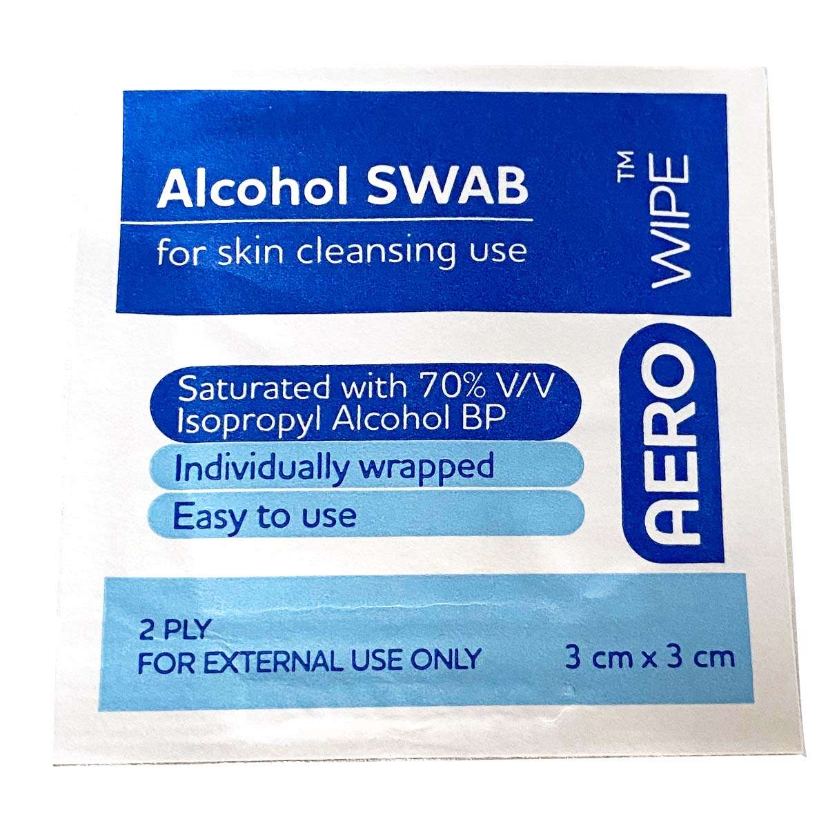 AEROWIPE 70% Isopropyl Alcohol Swab 3 x 3cm
