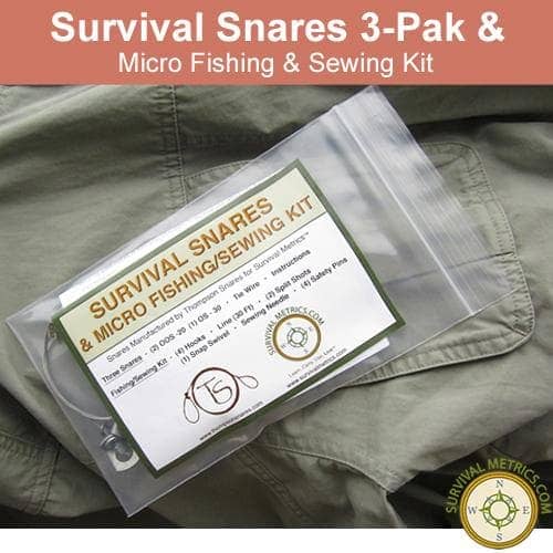 Survival Snares 3pk & Micro Fishing/Sewing Kit