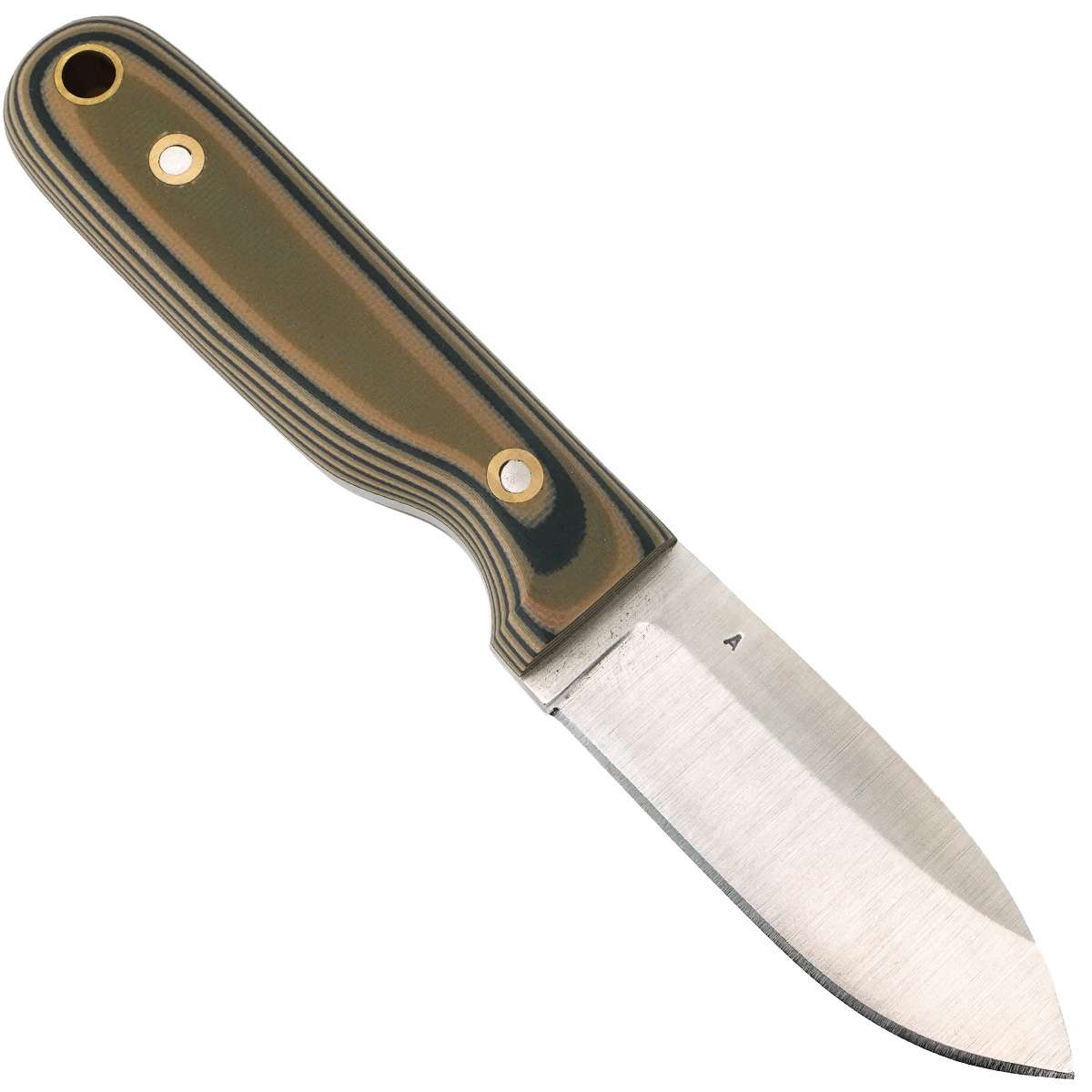 LT Wright Bushbaby Knife - Camo G10 Matte with Brown Leather Sheath