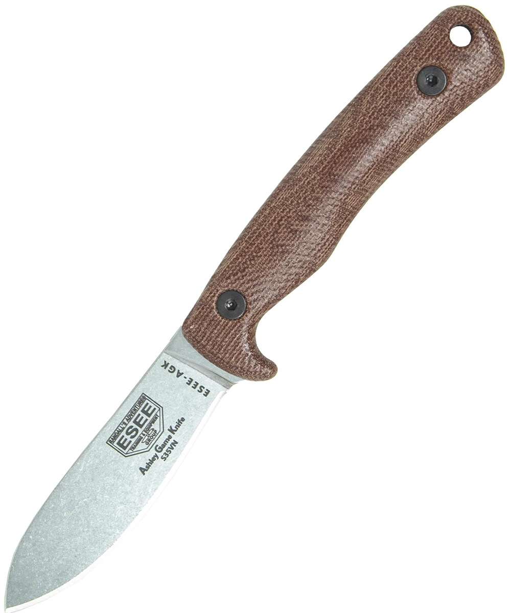 ESEE Ashley Emerson Game Knife - S35VN Steel/Brown Micarta