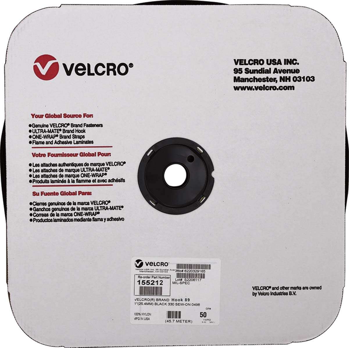 Velcro Mil-Spec Hook Sew-On 1" (25.4mm) x 45.72m