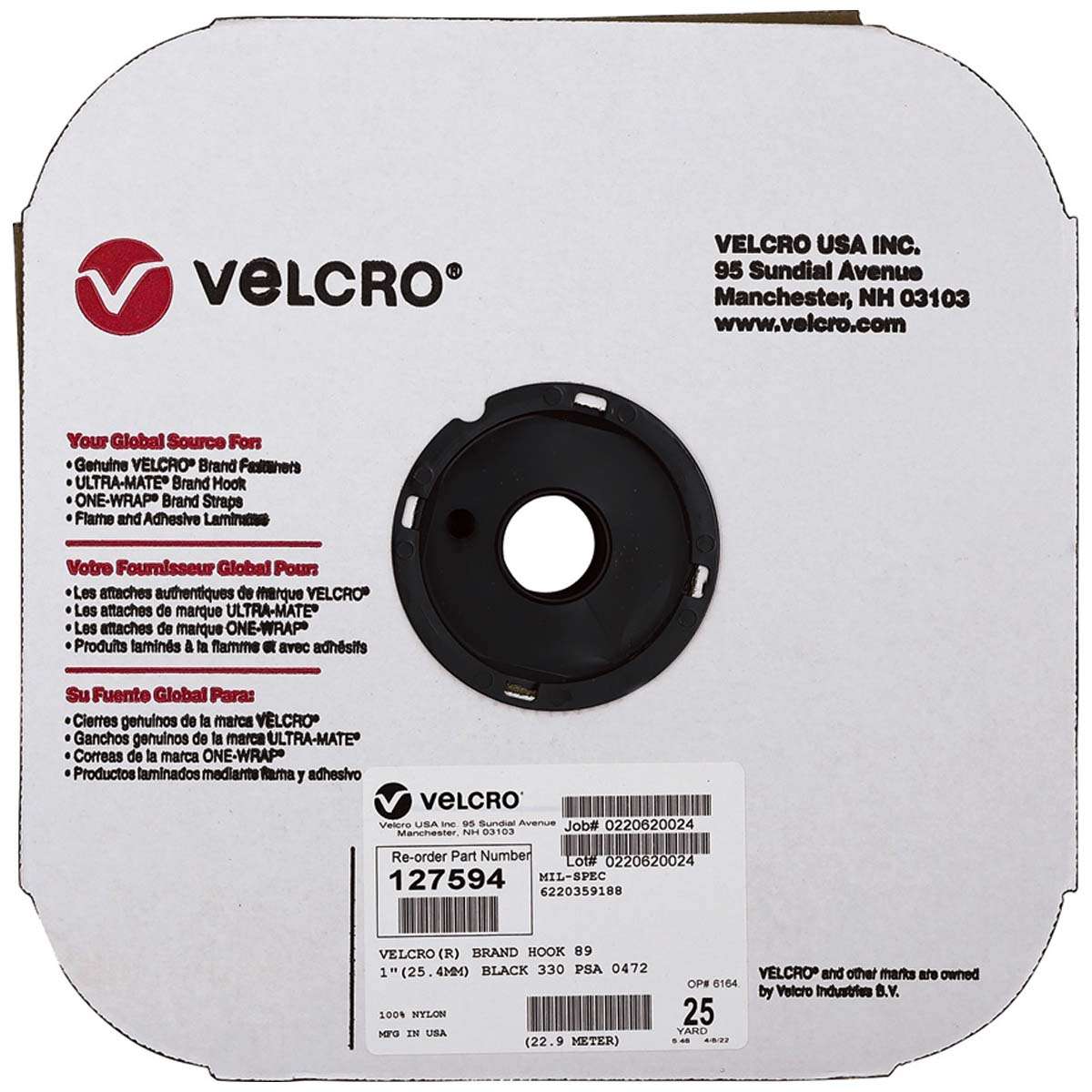 Velcro Mil-Spec Hook Adhesive 1" (25.4mm) x 22.9m